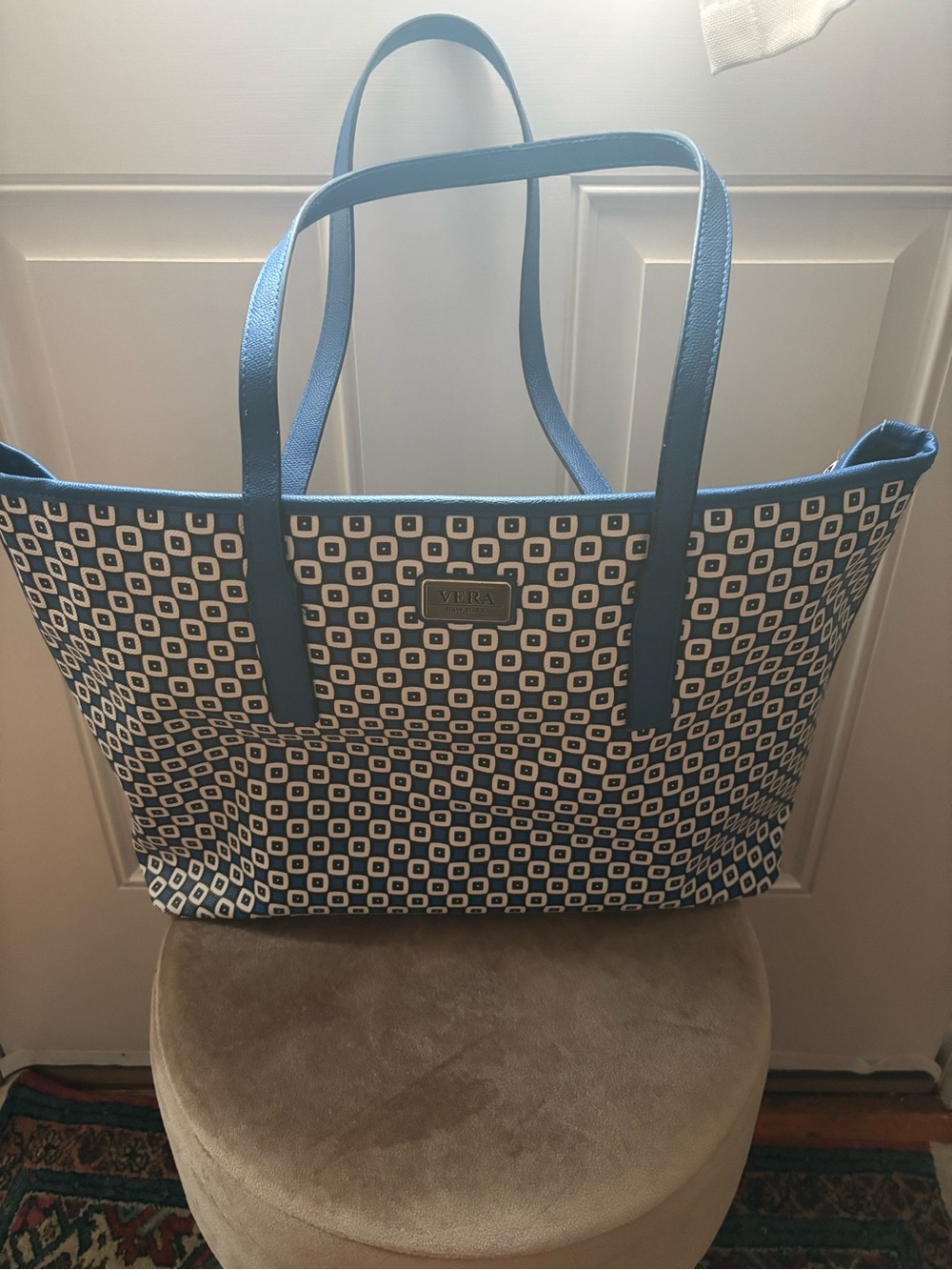 Vera New York Blue Geometric Tote Bag